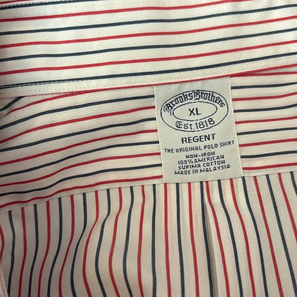 Brooks Brothers Regent men’s white striped long sleeve button down shirt size XL - Picture 7 of 8